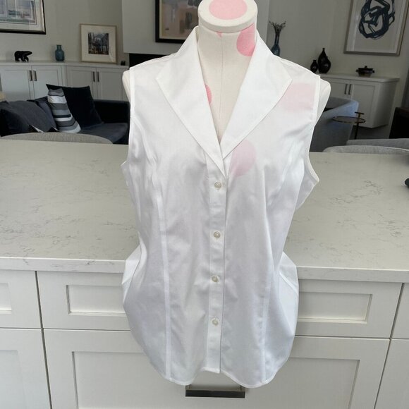 Jones New York Platinum Collection Slvless Button Down Blouse White Sz 10 NWOT - Picture 1 of 8